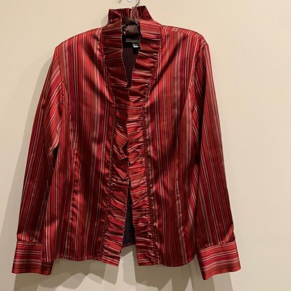 Talbots Striped Ruffled Blouse - Picture 1 of 11